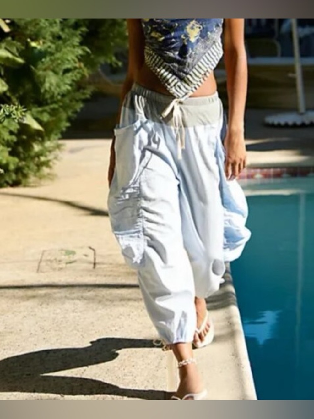 Free People Light Blue Cargo Harem Pants